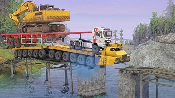 AMAZING! OVERLOADED TRUCK SURVIVES WHILE PASSING OVER DANGEROUS OLD BRIDGE