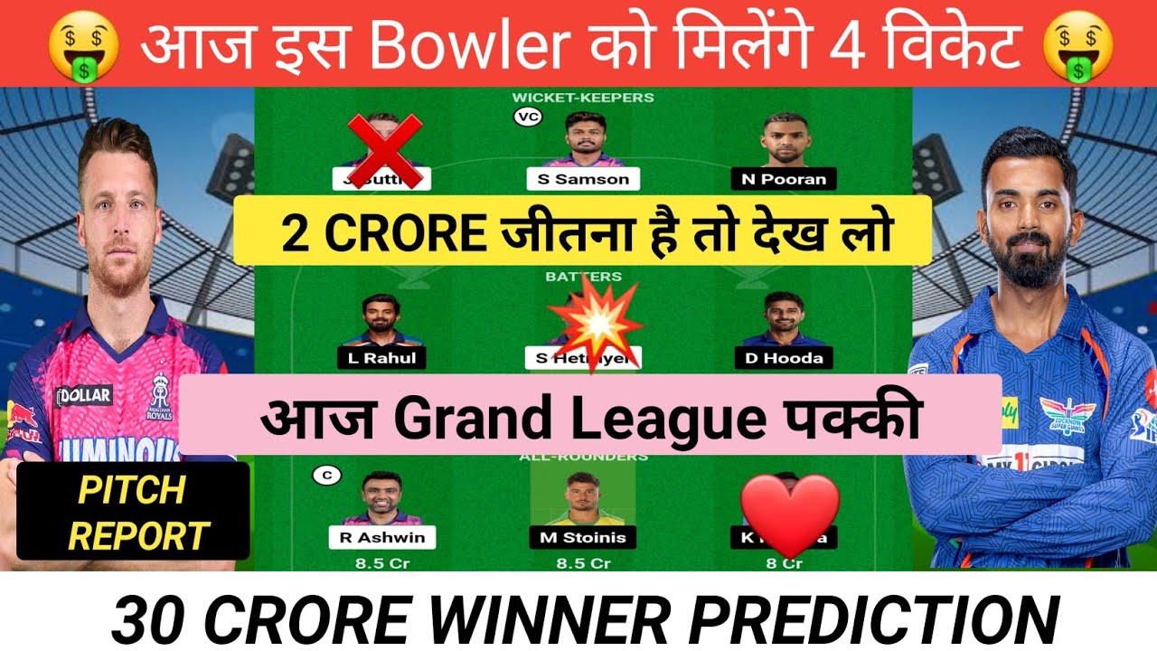 LKN vs RR Dream11 Team | LKN vs RR Dream11 IPL | RR vs LSG Dream11 Team ...