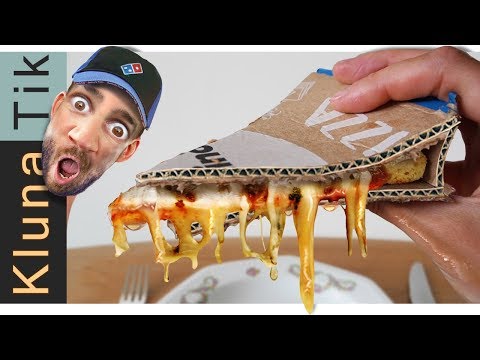 Eating Domino's PIZZA with CARDBOARD!  KLUNATIK ASMR MUKBANG 2019  comiendo pizza con carton