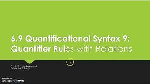 6.9a Quantificational Syntax 9: Quantifier Rules with Relations