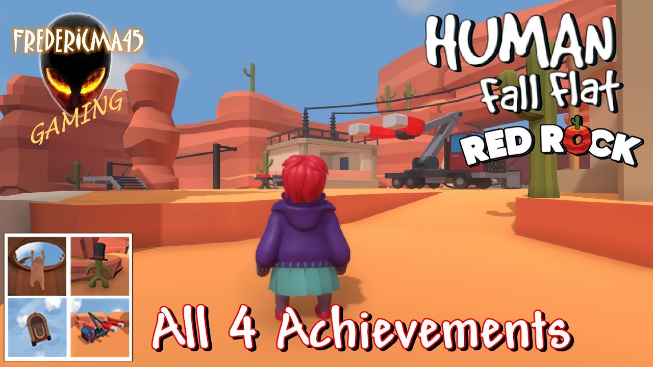 Human Fall Flat RED ROCK level Full Walkthrough All 4 Achievements