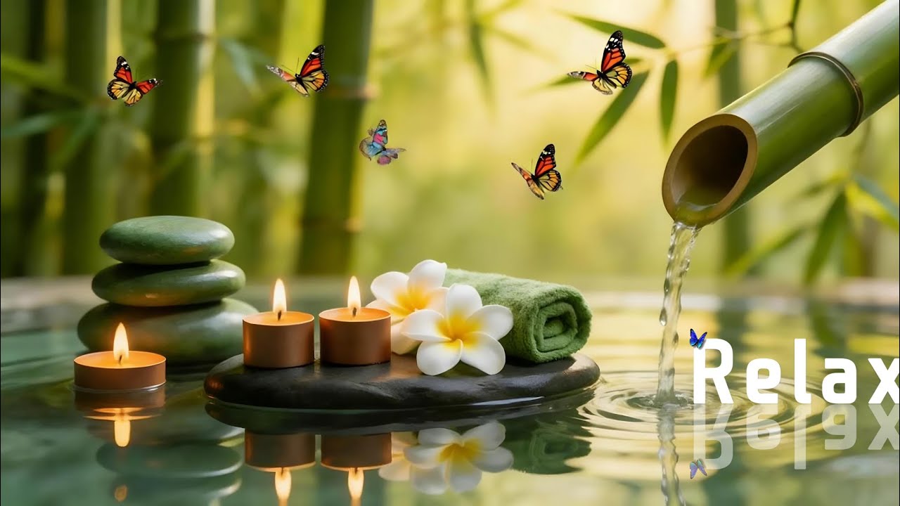 Soothing Spa Piano Music 🌿 Relaxing Sleep Music + Nature Sounds, Bamboo Water Fountain | Calm Music