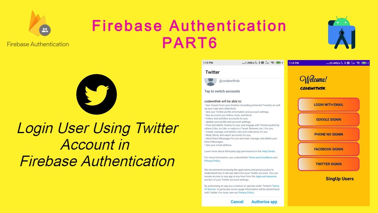 User Login Using Twitter Account in firebase and android studio - YouTube