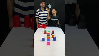 Cup Match With Colour Paper😱| Familychallenge || @Aky_Show #shorts #short