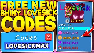 Maxed Free Shiny Lovesick Codes In Bubble Gum Simulator Roblox Youtube - bubble wrap simulator code wiki roblox