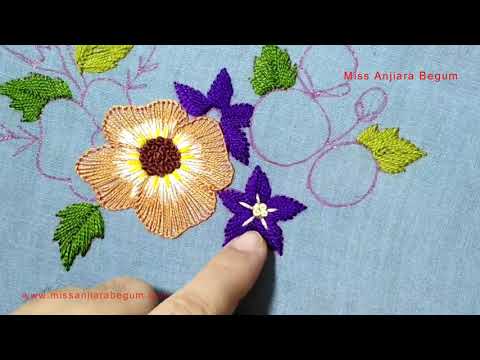 Sweet Hand Embroidery Design, Embroidery World On YouTube, Floral Embroidery Design, Needle Art-