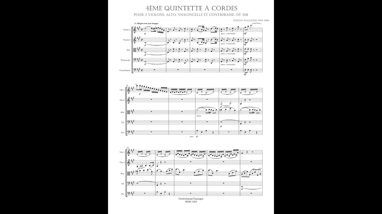 Eugène Walckiers – Quintette à cordes no 4 (2 vlns, alto, vcl & cbasse)