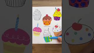 Coloring Cupcakes , Satisfying Video , Fun Coloring تلوين كب كيك ممتع