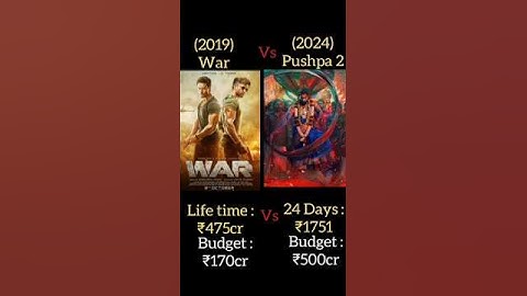 Pushpa 2 Vs War Box office collection #pushpa2 #war #tigershroff #hrithikroshan #alluarjun #shorts