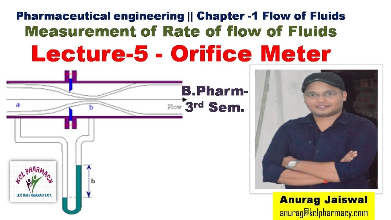 Orifice meter - Pharmaceutical engineering = Flow of Fluid L-5 - YouTube