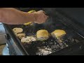 Cooking keto burgers on the blackstone using the weston burger press