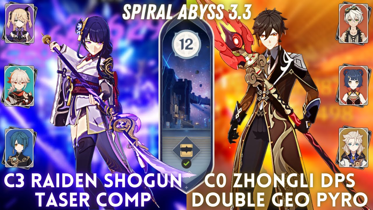 C3 Raiden Taser & C0 Zhongli DPS Double Geo Pyro | Spiral Abyss 3.3 ...