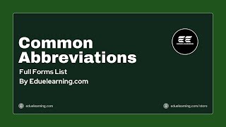 Common Abbreviations Full Form List | Eduelearning Printable Template