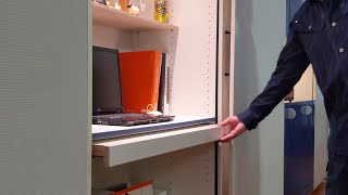 blum 295H5700 棚板引出用ロック  /  簡易リモートワークデスク試作　 pullout shelf lock ,  hidden petit desk