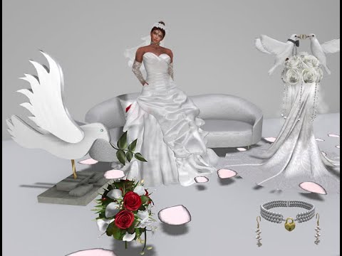 Bride Dress with Train+Glitter,Veil,Gloves,Jewellery,Flower