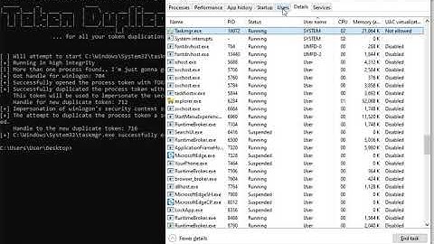 Token duplication to steal sessions