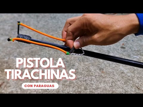 TIRACHINAS con un PARAGUAS   Pistola Casera Lanza Piedras estilo PRO