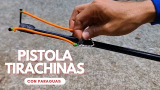 TIRACHINAS con un... ¡PARAGUAS ! 🔴 Pistola Casera Lanza Piedras estilo PRO