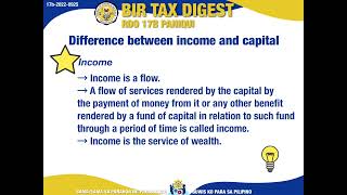 RDO 17B Tax Digest: Difference Between Income and Capital
