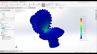 Advance Cylindrical fixture bevel gear simulation in Solidworks