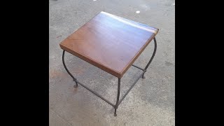 Rustic table. Upcycled, recycled rustic table in wrought iron, oak and resin by Nick Nakorn.
