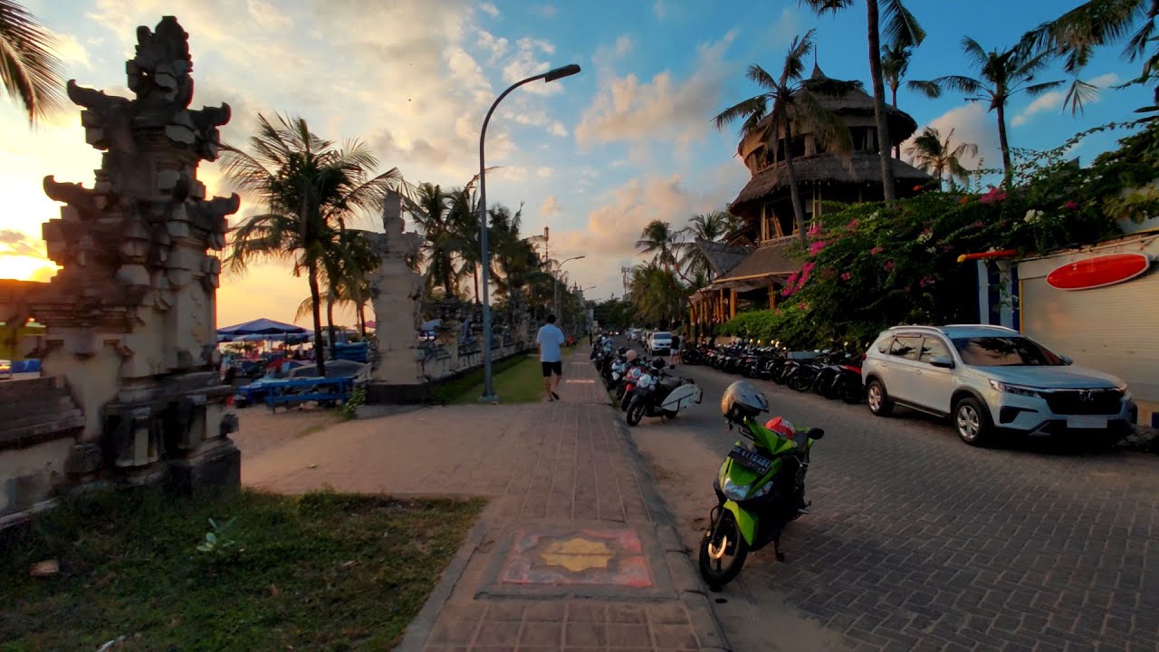 【4K】Walking on Beach Street From KUTA, LEGIAN, PADMA, DOUBLE SIX During Sunset | BALI Post Pandemic