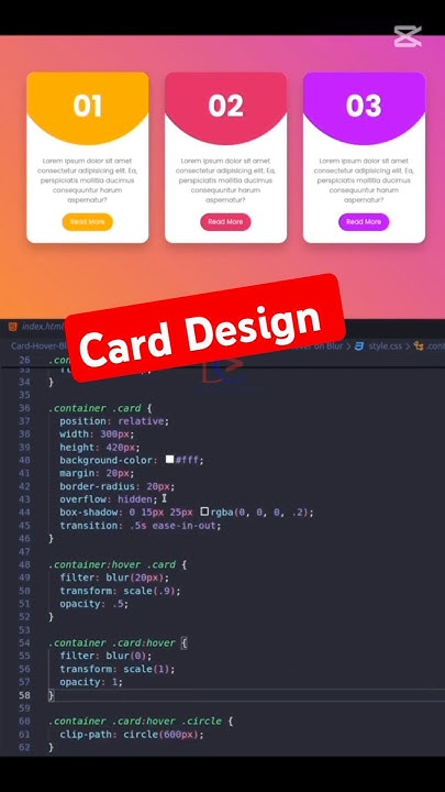 Creative Card Design with HTML & CSS | #htmlfullcourse #javascript #css ...
