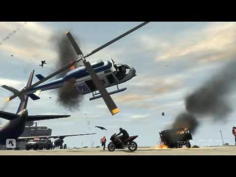 GTA 4: Lift Off - Top Bike Stunts and Landing on plane!!!