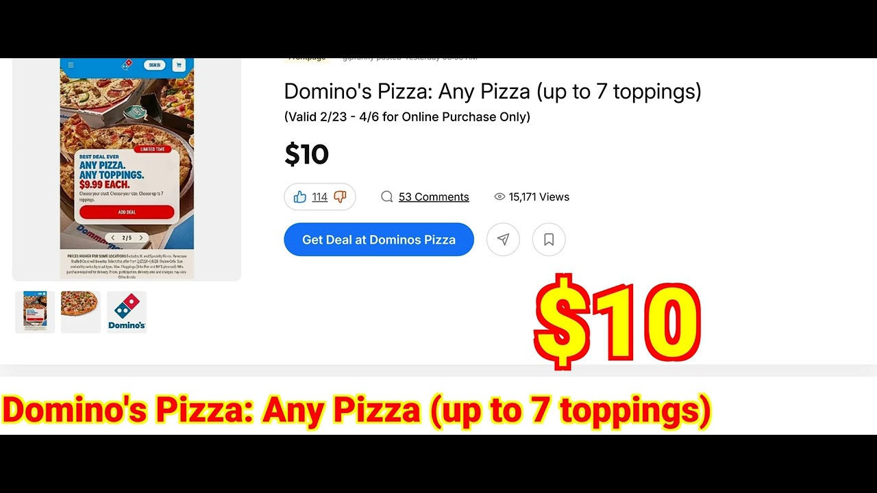 2026-02-24 Domino's Pizza Any Pizza (up to 7 toppings)
