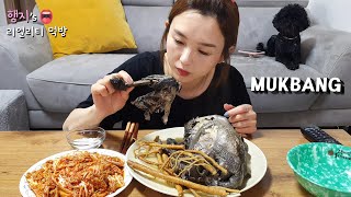 Real Mukbang:) Homemade fresh kimchi & Baeksuk (Braised Silky Chicken) ★ Korean Scorched Rice Soup
