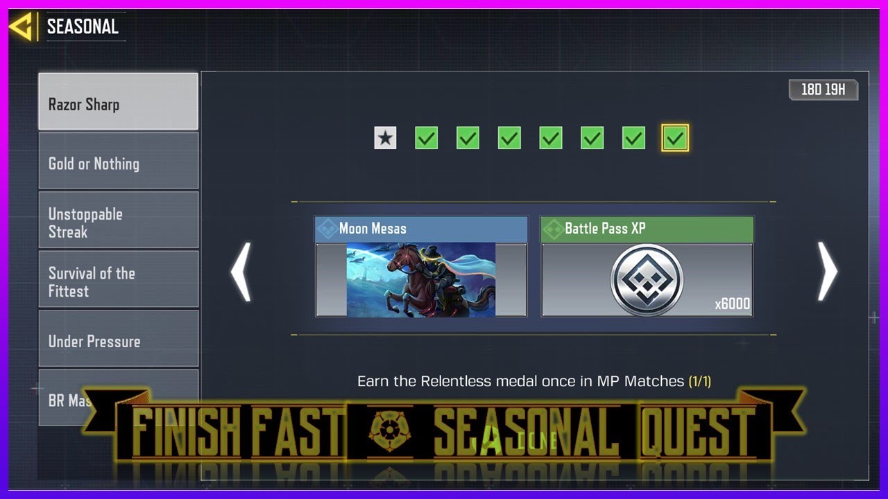 Earn the Relentless medal ONCE in MP match | Moon Mesas Call Card [Garena Call of Duty: Mobile PH]