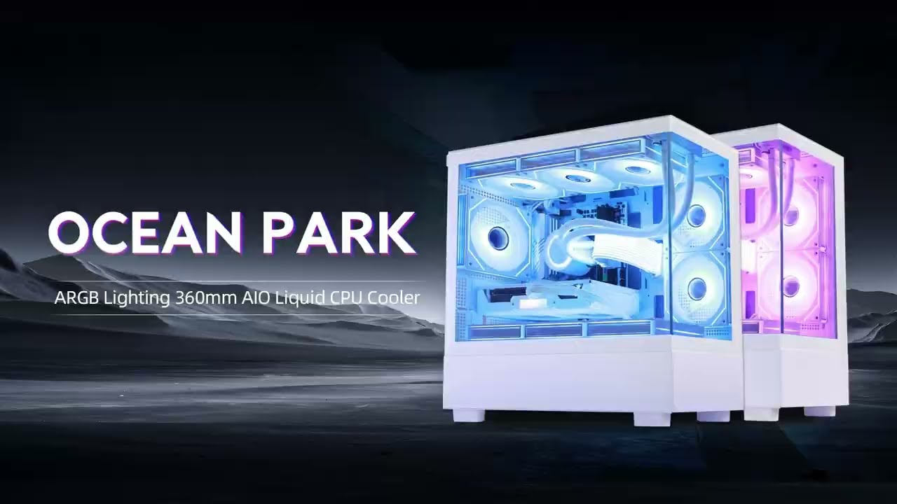 HELLOLAND Ocean Park White Gaming PC Gamer Desktop Computer- 850W PSU, 360mm ARGB AIO -Win 11