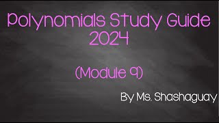 Famous Polynomials Study Guide 2024 (module 9) Questions 1-7 Wealth