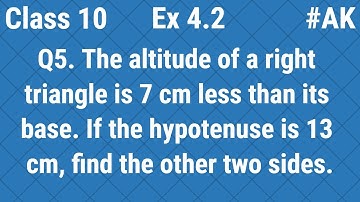 #6 Ex 4.2 class 10 Q5 quadratic equations for board exams By Akstudy 1024
