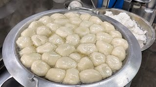 Boiled Mochi , sweet congee, chewy cold cake, almond tea production