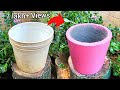 How to make cement pots at home easily | Flower pot making with old bucket &amp; cement