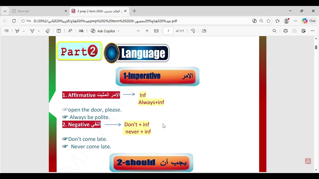 الجملة الامرية Imperative