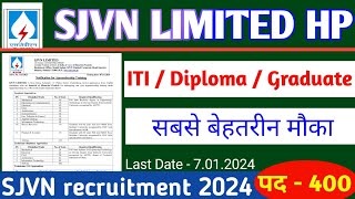SJVN Recruitment 2024 | ITI / Diploma / Graduate | Apply Now