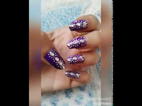 New nail art design (PURPLE ) - YouTube