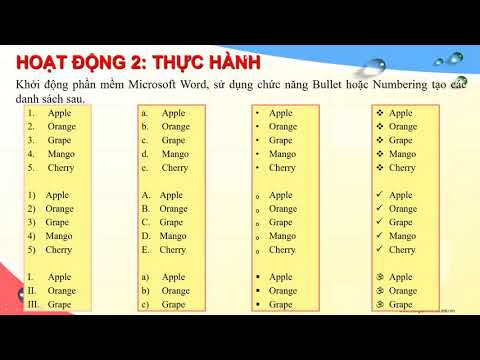 Chủ đề 2: Bullet and Numbering