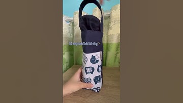 Túi vải Canvas in hoạ tiết Mèo trắng đựng bình giữ nhiệt thời trang, nhỏ gọn