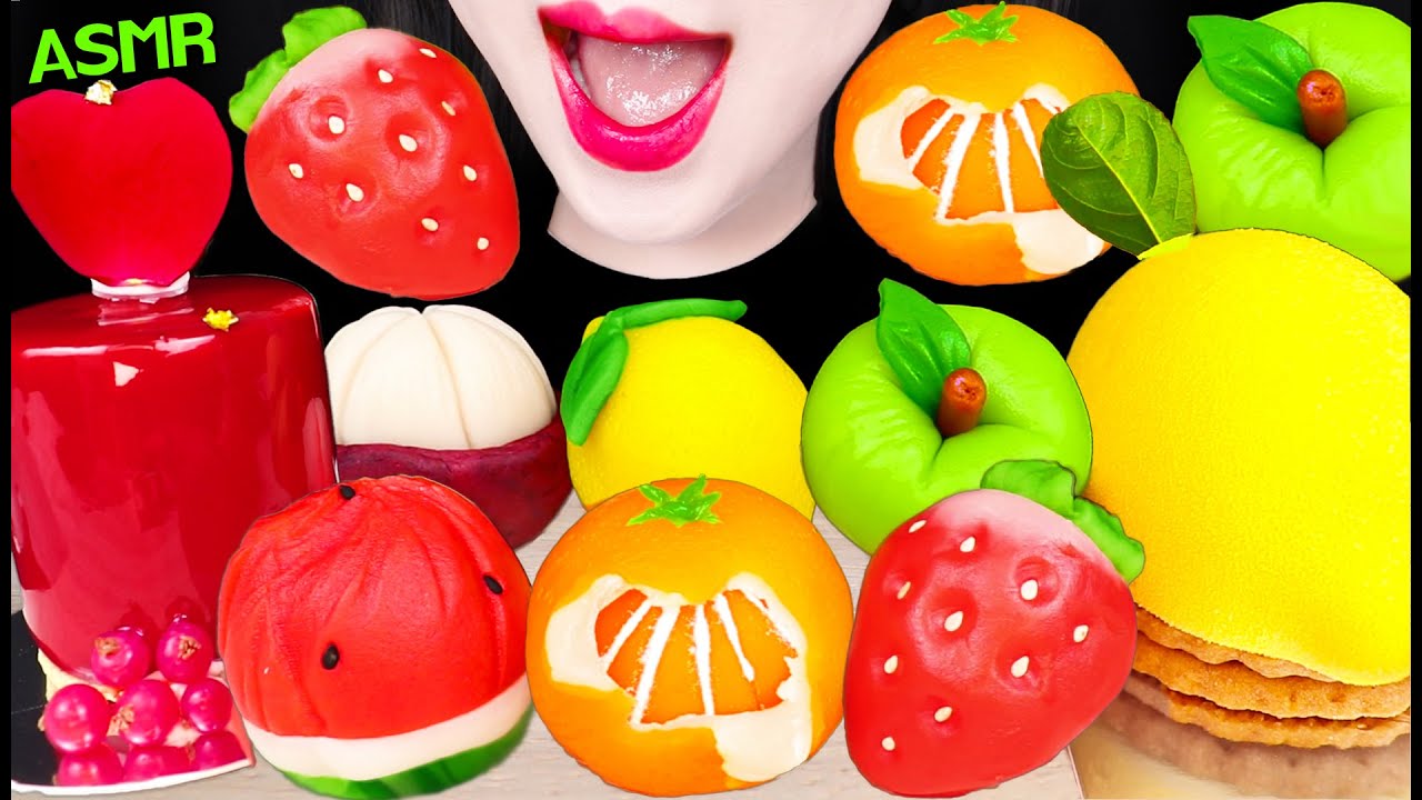 ASMR WAGASHI, SWEET BEAN CAKE, PETIT CAKE 과일 화과자, 과일 케이크 먹방 MUKBANG