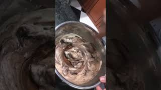 Making the dark chocolate ganache for the tart filling.