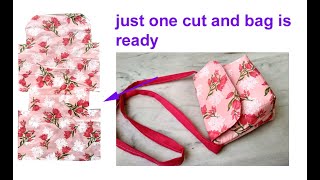 just one cut and  bag is ready  sling bag /shopping bag /cloth bag making at home / sewing tutorial