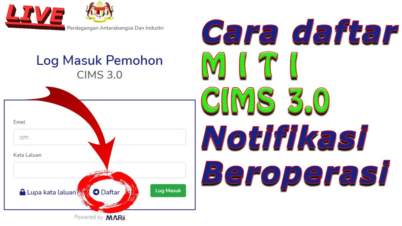 How To Register Miti Cims 3 0 Notification Letter For Operation In Pkp Youtube