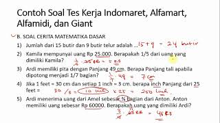 Soal Tes Kerja Indomaret, Alfamart, Alfamidi, dan Giant | Soal Operasi Hitung dan Soal Cerita