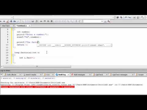 C programming tutorial to find factorial using function - YouTube