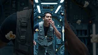 The man is eating popcorn in zero-gravity room #eating #popcorn #room #viralshorts