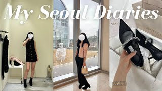 eng) 🛍️ 루이비통 쇼핑, 지미추 new 구두 언박싱 🎁| 셀린느 원피스 입어보기 ✨| 그랜드 하얏트, 델보 🤎 | 봄 데일리룩 🌸 | 서울 일상 \u0026 골프 ⛳️🤍