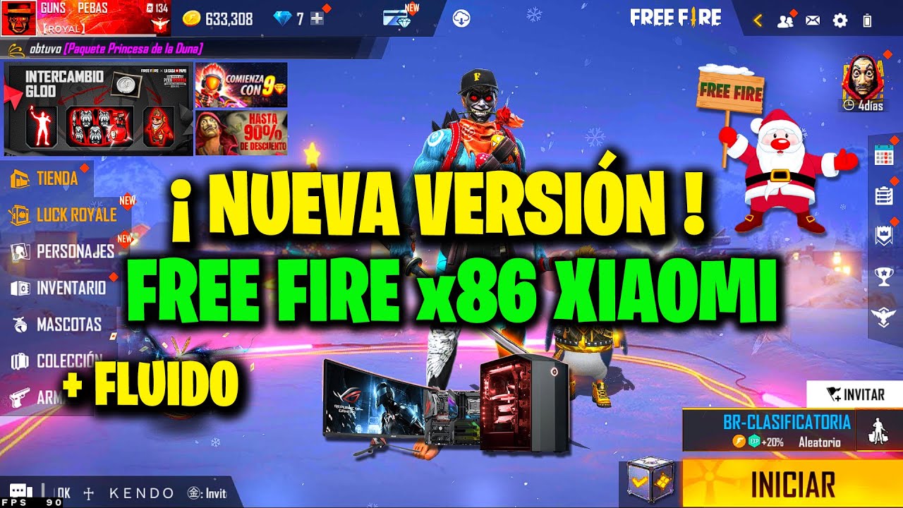 NUEVA VERSION DE FREE FIRE x86 XIAOMI NAVIDAD 2021 YouTube